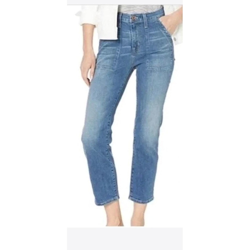 J.Crew Jeans Womens 28 Blue Slim Wide-Leg Patch Pocket High Rise‎ BT039 Denim